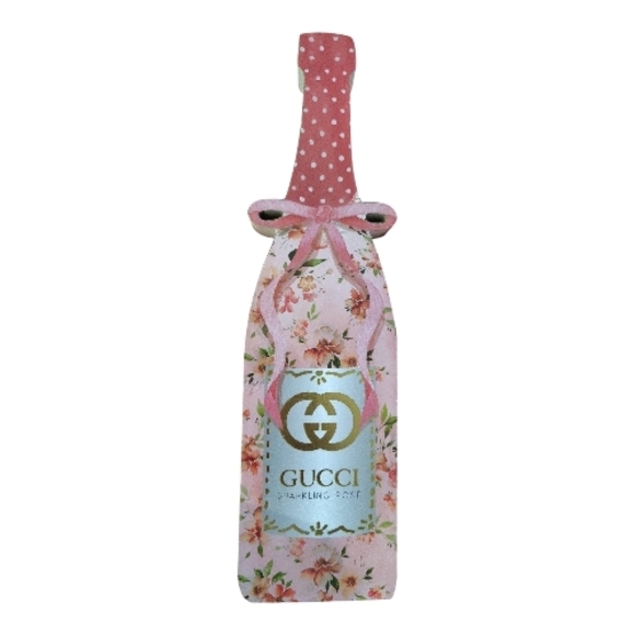 The Unbranded Brand Other - GG‎ Pink Floral Bottle Wooden Art Decor 12" New